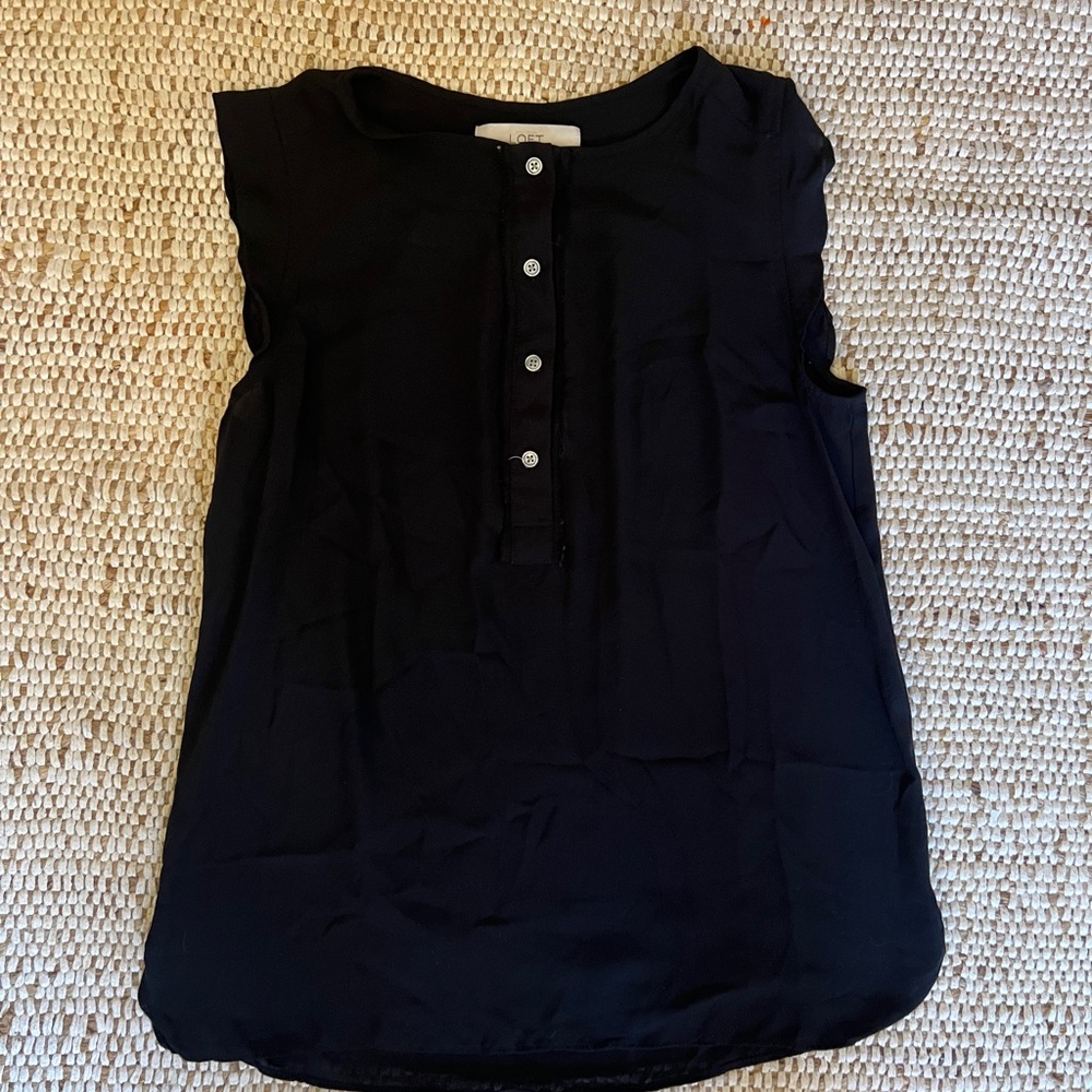 LOFT Henley blouse with ruffle sleeves